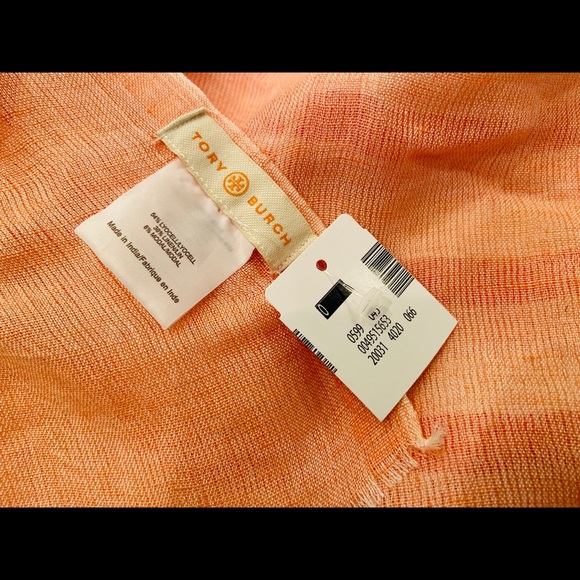 [NWT] Tory Burch - Salmon Scarf, Striped - Picture 5 of 5